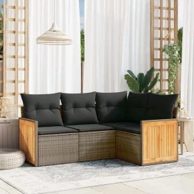 Set de sofás de jardín 4 pzas y cojines ratán sintético gris by , Garden sets - Ref: Foro24-3227614, Price: 281,57 €, Discoun...