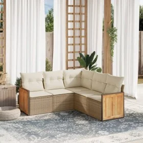 Juego de sofás jardín con cojines 5 pzas ratán sintético beige by , Garden sets - Ref: Foro24-3227640, Price: 374,40 €, Disco...
