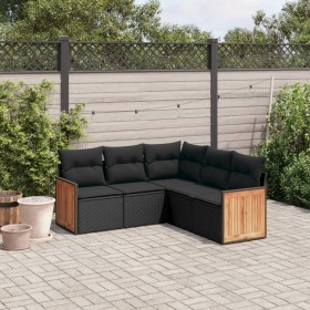 Set de muebles de jardín 5 pzas y cojines ratán sintético negro de , Conjuntos de jardín - Ref: Foro24-3227637, Precio: 330,1...