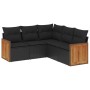 Set de muebles de jardín 5 pzas y cojines ratán sintético negro by , Garden sets - Ref: Foro24-3227637, Price: 330,18 €, Disc...