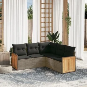 Juego de sofás jardín con cojines 5 pzas ratán sintético gris by , Garden sets - Ref: Foro24-3227642, Price: 328,44 €, Discou...