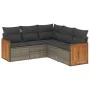 Juego de sofás jardín con cojines 5 pzas ratán sintético gris by , Garden sets - Ref: Foro24-3227642, Price: 328,44 €, Discou...