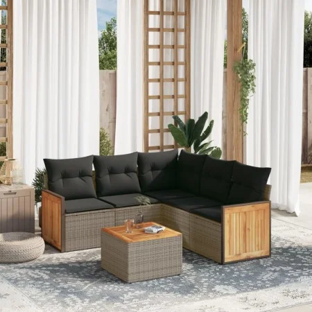 Gartenmöbel-Set, 6-teilig, mit grauen Polstern aus synthetischem Rattan. von , Gartensets - Ref: Foro24-3227649, Preis: 368,3...
