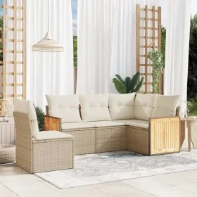Juego de sofás jardín con cojines 5 pzas ratán sintético beige by , Garden sets - Ref: Foro24-3227654, Price: 374,40 €, Disco...