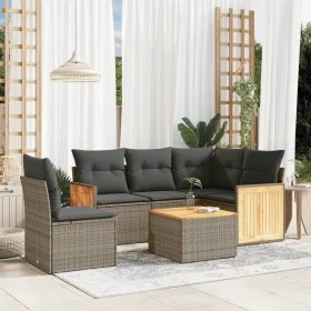Set de muebles de jardín 6 pzas y cojines ratán sintético gris by , Garden sets - Ref: Foro24-3227663, Price: 368,31 €, Disco...