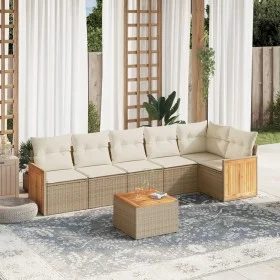 Set sofás de jardín 7 piezas y cojines ratán sintético beige by , Garden sets - Ref: Foro24-3227675, Price: 465,50 €, Discoun...