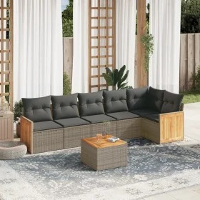 Set de sofás de jardín 7 piezas con cojines ratán PE gris by , Garden sets - Ref: Foro24-3227677, Price: 425,00 €, Discount: %