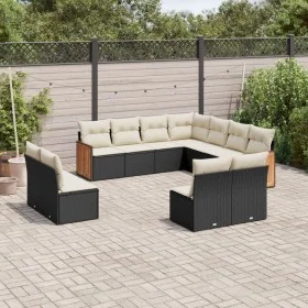 Set de sofás de jardín 11 pzas y cojines ratán sintético negro by , Garden sets - Ref: Foro24-3227764, Price: 609,69 €, Disco...