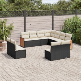 Set de sofás de jardín 11 pzas y cojines ratán sintético negro by , Garden sets - Ref: Foro24-3227764, Price: 589,90 €, Disco...