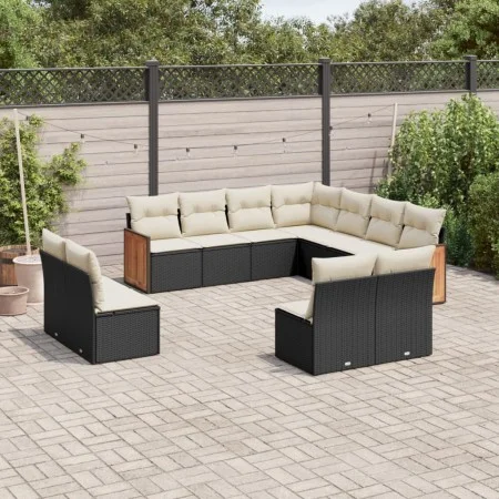 Set de sofás de jardín 11 pzas y cojines ratán sintético negro by , Garden sets - Ref: Foro24-3227764, Price: 609,69 €, Disco...