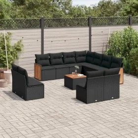 Set de sofás de jardín 12 piezas cojines ratán sintético negro by , Garden sets - Ref: Foro24-3227770, Price: 717,02 €, Disco...