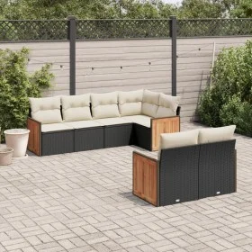 Garten-Essgruppe 7-teilig mit schwarzen Polstern aus synthetischem Rattan von , Gartensets - Ref: Foro24-3227820, Preis: 468,...