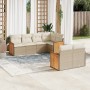 Set sofás de jardín 7 piezas y cojines ratán sintético beige by , Garden sets - Ref: Foro24-3227822, Price: 467,19 €, Discoun...
