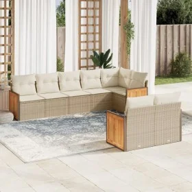 Juego de sofás de jardín con cojines beige 8 pzas ratán PE by , Garden sets - Ref: Foro24-3227829, Price: 578,96 €, Discount: %