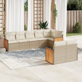 Juego de sofás de jardín con cojines beige 8 pzas ratán PE by , Garden sets - Ref: Foro24-3227829, Price: 520,88 €, Discount: %