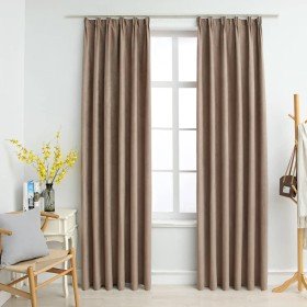 Cortinas opacas con ganchos 2 piezas gris topo 140x175 cm Cortinas opacas con ganchos 2 piezas gris topo 140x175 cm