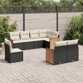 8-teiliges Gartensofa-Set und Kissen aus schwarzem Kunststoff-Rattan. von , Gartensets - Ref: Foro24-3227841, Preis: 482,12 €...