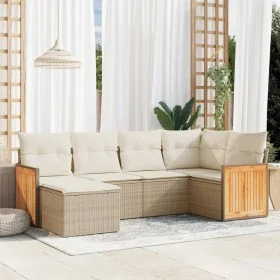 Juego de sofás jardín con cojines 6 pzas ratán sintético beige by , Garden sets - Ref: Foro24-3227857, Price: 419,80 €, Disco...