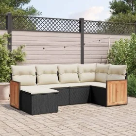Set de sofás de jardín 6 piezas y cojines ratán sintético negro by , Garden sets - Ref: Foro24-3227855, Price: 362,43 €, Disc...