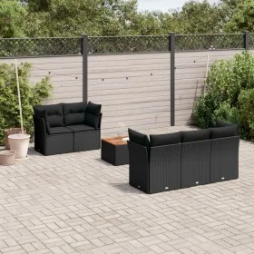 Set de sofás de jardín 6 piezas y cojines ratán sintético negro by , Garden sets - Ref: Foro24-3255810, Price: 406,64 €, Disc...