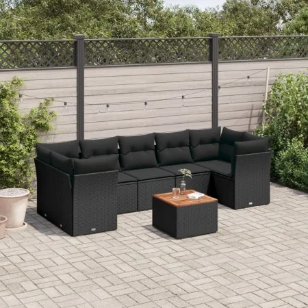 Set de sofás de jardín y cojines 8 piezas ratán sintético negro by , Garden sets - Ref: Foro24-3255838, Price: 496,43 €, Disc...