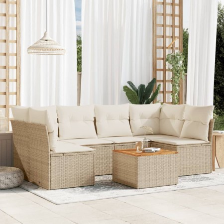 Set sofás de jardín 7 piezas y cojines ratán sintético beige by , Garden sets - Ref: Foro24-3255890, Price: 464,85 €, Discoun...
