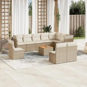 Set de sofás de jardín 11pzas con cojines ratán sintético beige by , Garden sets - Ref: Foro24-3256030, Price: 713,72 €, Disc...
