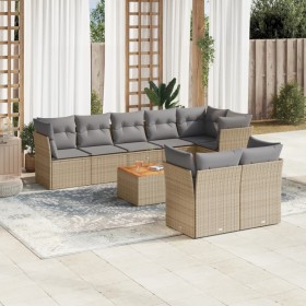 Juego de sofás jardín con cojines beige mezcla 9 pzas ratán PE by , Garden sets - Ref: Foro24-3256066, Price: 591,40 €, Disco...