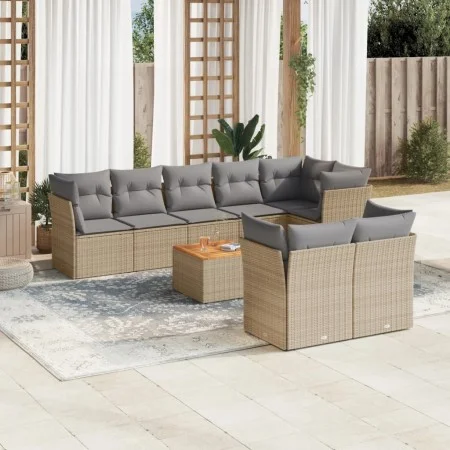 Juego de sofás jardín con cojines beige mezcla 9 pzas ratán PE by , Garden sets - Ref: Foro24-3256066, Price: 590,88 €, Disco...