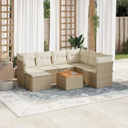 Juego de sofás de jardín con cojines beige 8 pzas ratán PE by , Garden sets - Ref: Foro24-3256093, Price: 514,12 €, Discount: %