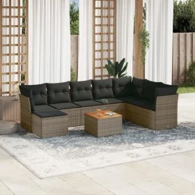Set de muebles de jardín 9 pzas y cojines ratán sintético gris by , Garden sets - Ref: Foro24-3256116, Price: 515,17 €, Disco...