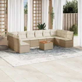 Gartensofa-Set 11-teilig mit beigen Polstern aus synthetischem Rattan von , Gartensets - Ref: Foro24-3256128, Preis: 673,32 €...