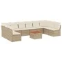 Set de sofás de jardín 11pzas con cojines ratán sintético beige by , Garden sets - Ref: Foro24-3256128, Price: 673,32 €, Disc...