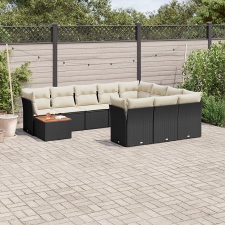 Set de sofás de jardín 11 pzas y cojines ratán sintético negro by , Garden sets - Ref: Foro24-3256175, Price: 630,97 €, Disco...