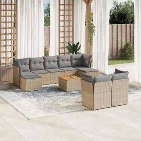 Gartensofa-Set mit 10-teiligen beigen Kissen aus synthetischem Rattan. von , Gartensets - Ref: Foro24-3256206, Preis: 600,11 ...