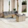 Gartensofa-Set mit 10-teiligen beigen Kissen aus synthetischem Rattan. von , Gartensets - Ref: Foro24-3256206, Preis: 600,11 ...