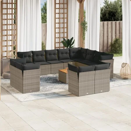 Set sofás de jardín con cojines 13 piezas ratán sintético gris by , Garden sets - Ref: Foro24-3256284, Price: 832,15 €, Disco...