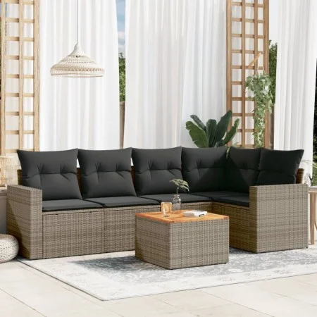 Set de muebles de jardín 6 pzas y cojines ratán sintético gris de , Conjuntos de jardín - Ref: Foro24-3256445, Precio: 376,52...