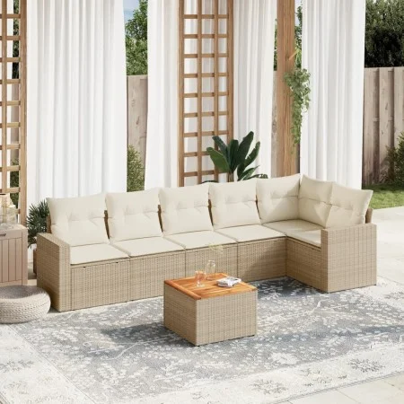 Set sofás de jardín 7 piezas y cojines ratán sintético beige by , Garden sets - Ref: Foro24-3256464, Price: 473,63 €, Discoun...