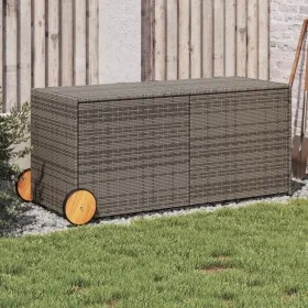 Garten-Aufbewahrungsbox mit Rädern aus grauem synthetischem Rattan, 283 Liter. von , Aufbewahrungsboxen für den Außenbereich ...