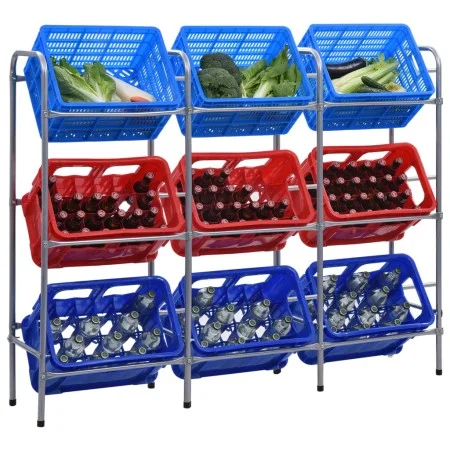 Estantería almacenaje para 9 cajas acero plateado 145x33x116 cm by vidaXL, Industrial shelving - Ref: Foro24-285214, Price: 6...