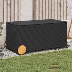 Garten-Aufbewahrungsbox mit schwarzen Rattan-Synthetikrädern, 190 Liter. von , Aufbewahrungsboxen für den Außenbereich - Ref:...