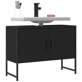Armario de lavabo de baño madera ingeniería negro 80x33x60 cm by , bathroom vanities - Ref: Foro24-842461, Price: 62,16 €, Di...