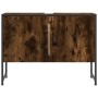 Waschbeckenunterschrank aus geräucherter Eichen-Ingenieurholz 80x33x60 cm. von , Badezimmerwaschtische - Ref: Foro24-842463, ...