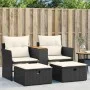 Sofá de jardín 2 plazas con toldo y taburetes ratán PE negro by , Outdoor sofas - Ref: Foro24-365803, Price: 288,73 €, Discou...