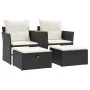 Sofá de jardín 2 plazas con toldo y taburetes ratán PE negro by , Outdoor sofas - Ref: Foro24-365803, Price: 288,73 €, Discou...