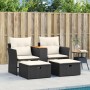 Gartensofa für 2 Personen mit Markise und Hockern aus schwarzem PE-Rattan. von , Outdoor-Sofas - Ref: Foro24-365803, Preis: 2...