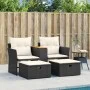 Sofá de jardín 2 plazas con toldo y taburetes ratán PE negro by , Outdoor sofas - Ref: Foro24-365803, Price: 288,73 €, Discou...