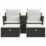 Sofá de jardín 2 plazas con toldo y taburetes ratán PE negro by , Outdoor sofas - Ref: Foro24-365803, Price: 252,32 €, Discou...