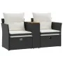 Sofá de jardín 2 plazas con toldo y taburetes ratán PE negro by , Outdoor sofas - Ref: Foro24-365803, Price: 288,73 €, Discou...
